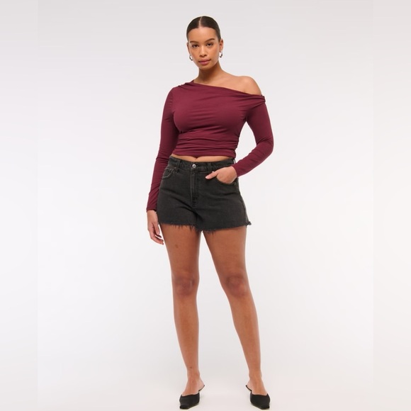 NWT Abercrombie & Fitch 90s Relaxed Cutoff Shorts Denim Curve Love 37/24 Plus SZ - Picture 3 of 12